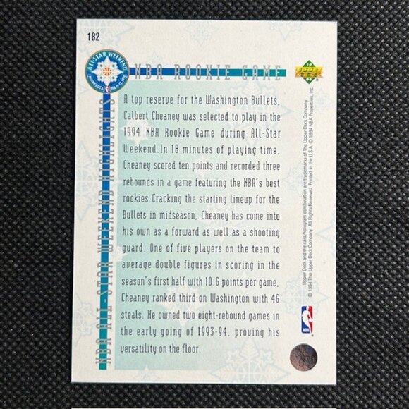 1993-94 Upper Deck SE Electric Court Basketball Card #182 Calbert Cheaney - Picture 3 of 3